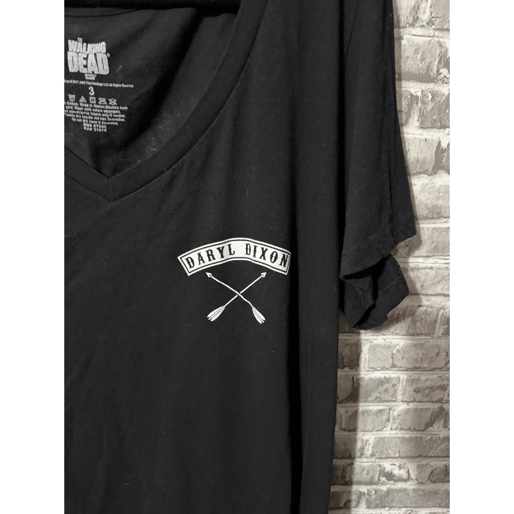 The Walking Dead Daryl Dixon Angel Wings Graphic V-Neck T-Shirt Black Size 3x